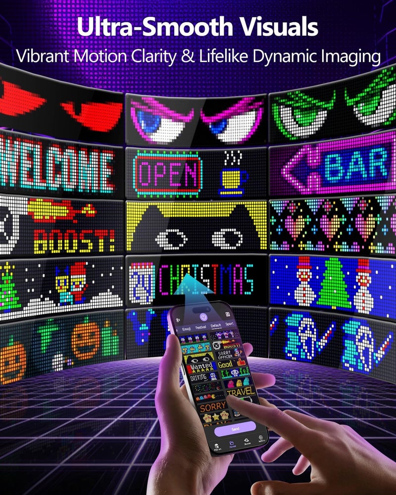 JDVOOTD Scrolling Bright 1PCS Devil Eyes for Cars Windshield - 7in x 3in [ Upgraded Chip Two Screens 100% Synchronized ] Programmable LED Eyes for Motorcycle/Golf Cart/SUVs - Image 3
